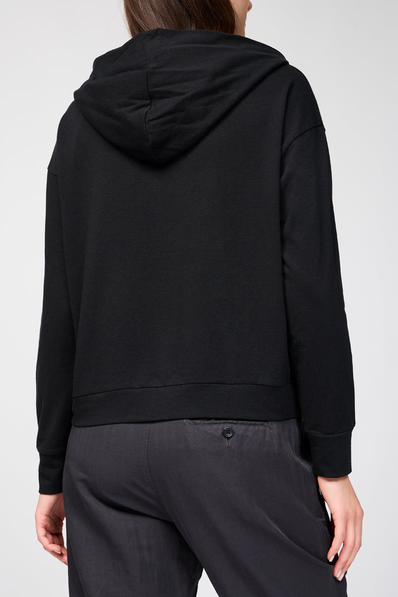 Sweat À Capuche En Tissu Éponge Recyclé - Noir - Femme