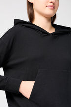 Sweat À Capuche En Tissu Éponge Recyclé - Noir - Femme