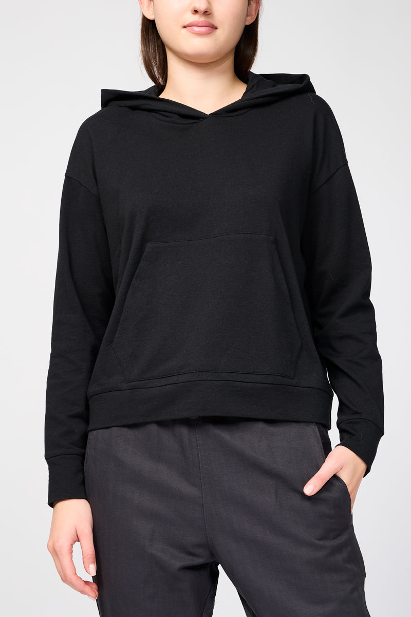 Sweat À Capuche En Tissu Éponge Recyclé - Noir - Femme