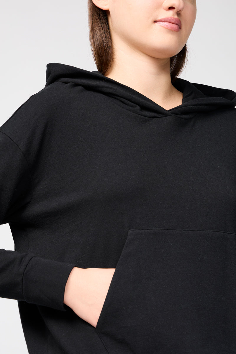 Sweat À Capuche En Tissu Éponge Recyclé - Noir - Femme