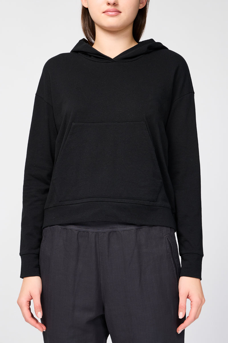 Sweat À Capuche En Tissu Éponge Recyclé - Noir - Femme