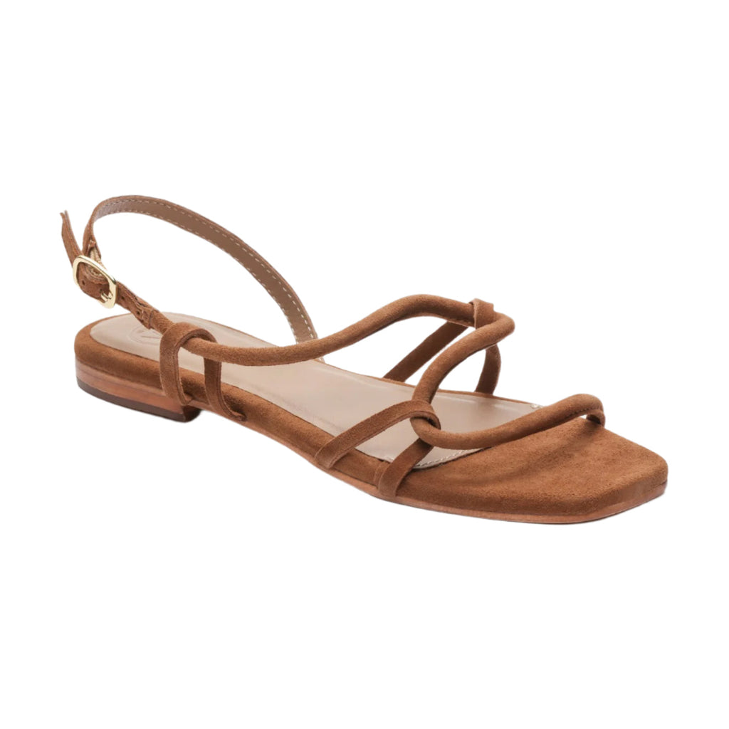 White Sun - Sandales Margo - Camel Goat Suede (Tubular Straps) - Marron