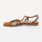 White Sun - Sandales Margo - Camel Goat Suede (Tubular Straps) - Marron