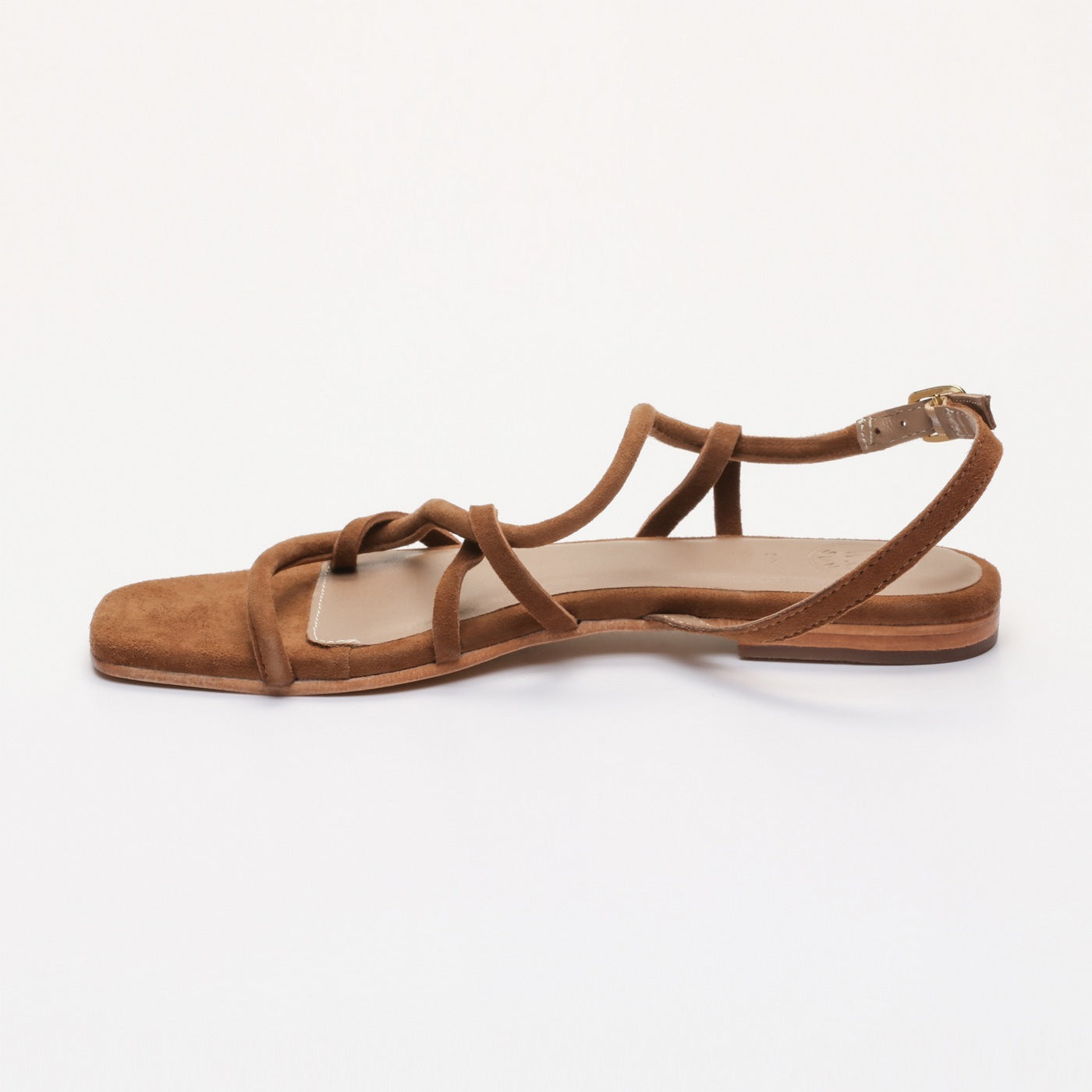 White Sun - Sandales Margo - Camel Goat Suede (Tubular Straps) - Marron