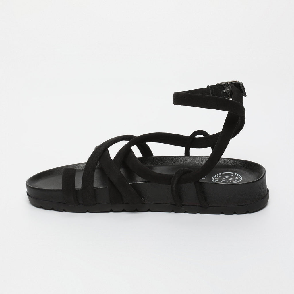 White Sun - Sandales Ava - Black Goat Suede - Black