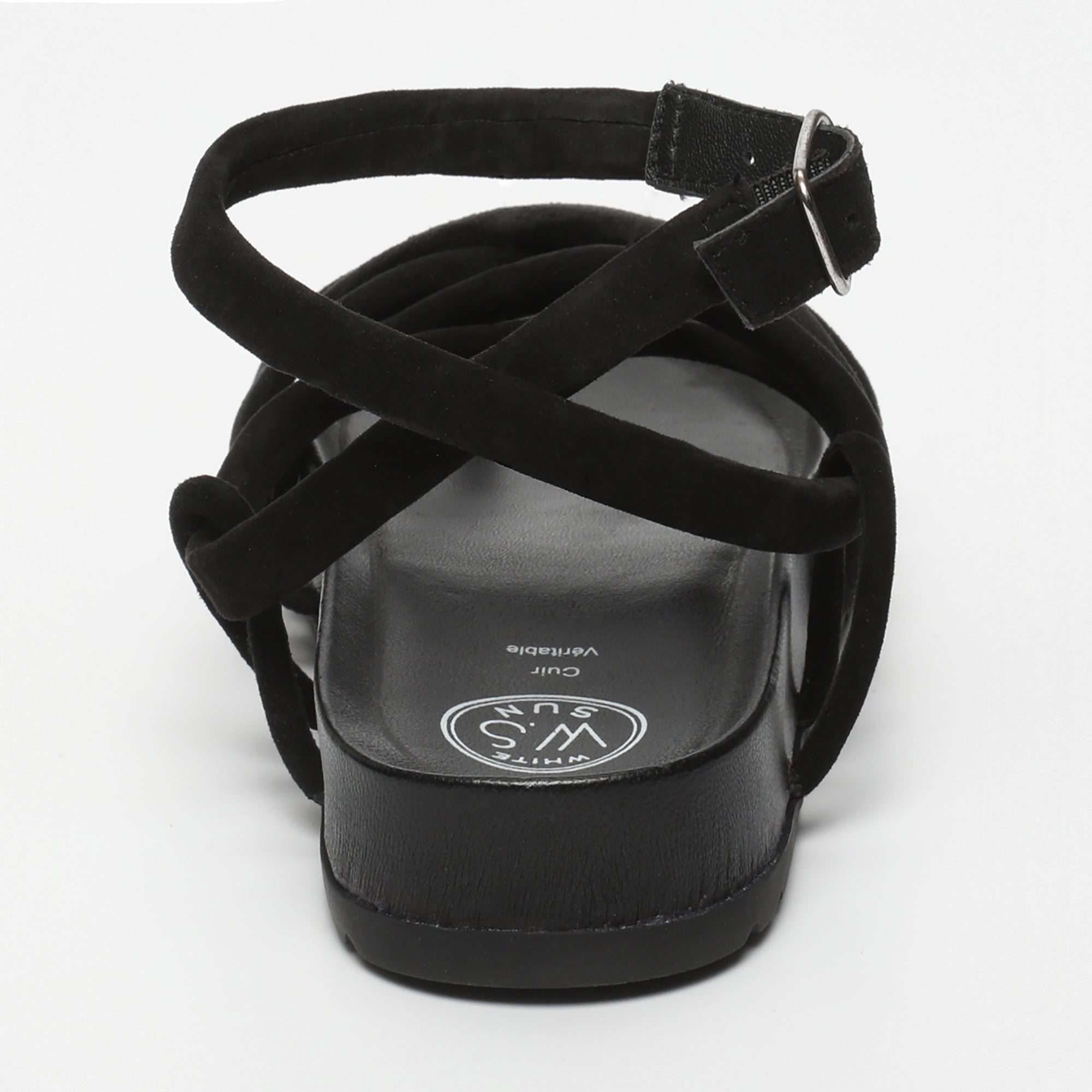 White Sun - Sandales Ava - Black Goat Suede - Black