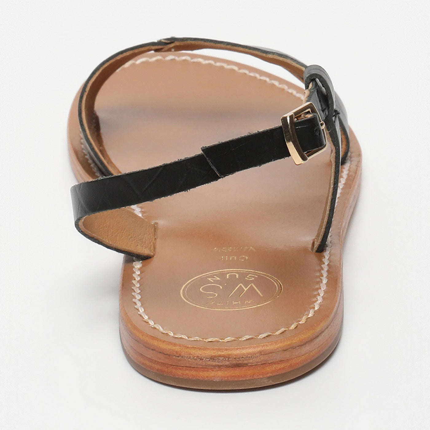 White Sun - Sandales Clairvistone - Black Croco Print Goat - Black Croco