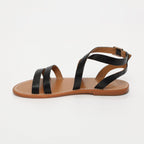 White Sun - Sandales Lesia - Black Croco Print Goat Leather - Black Croco