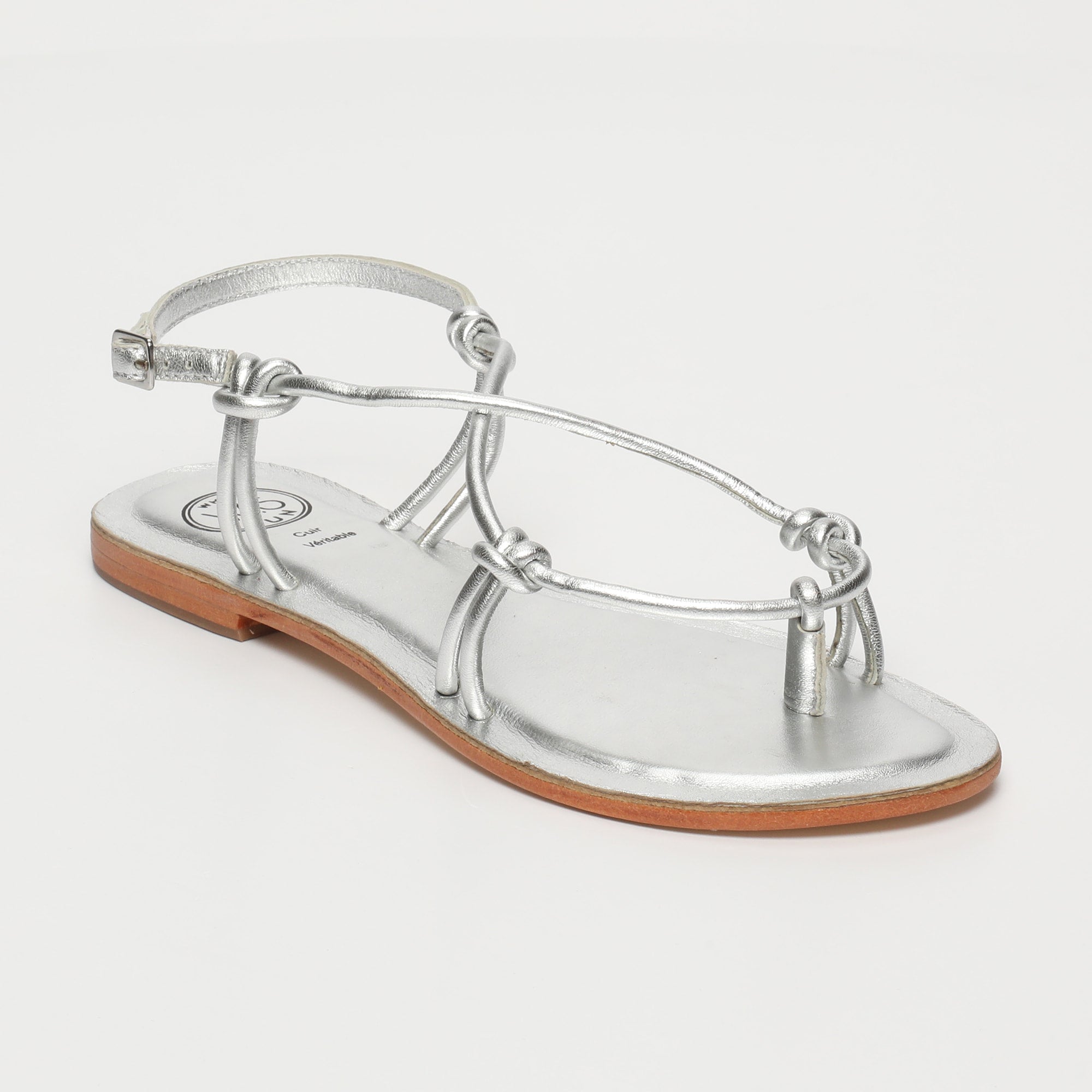 White Sun - Sandales Plates Alimer - Silver