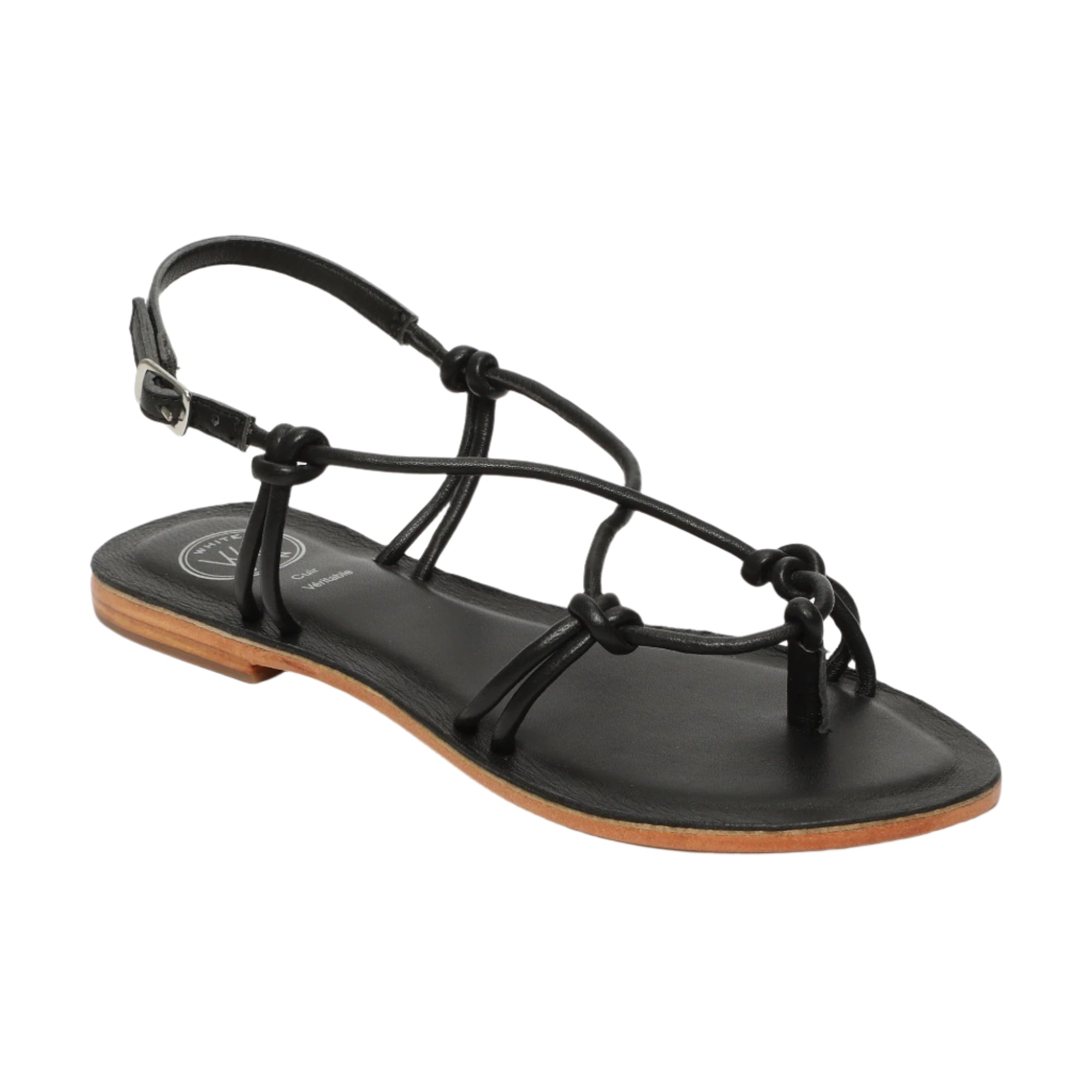 White Sun - Sandales Alimer - Sheep Nappa Black (Spaghetti) - Noir