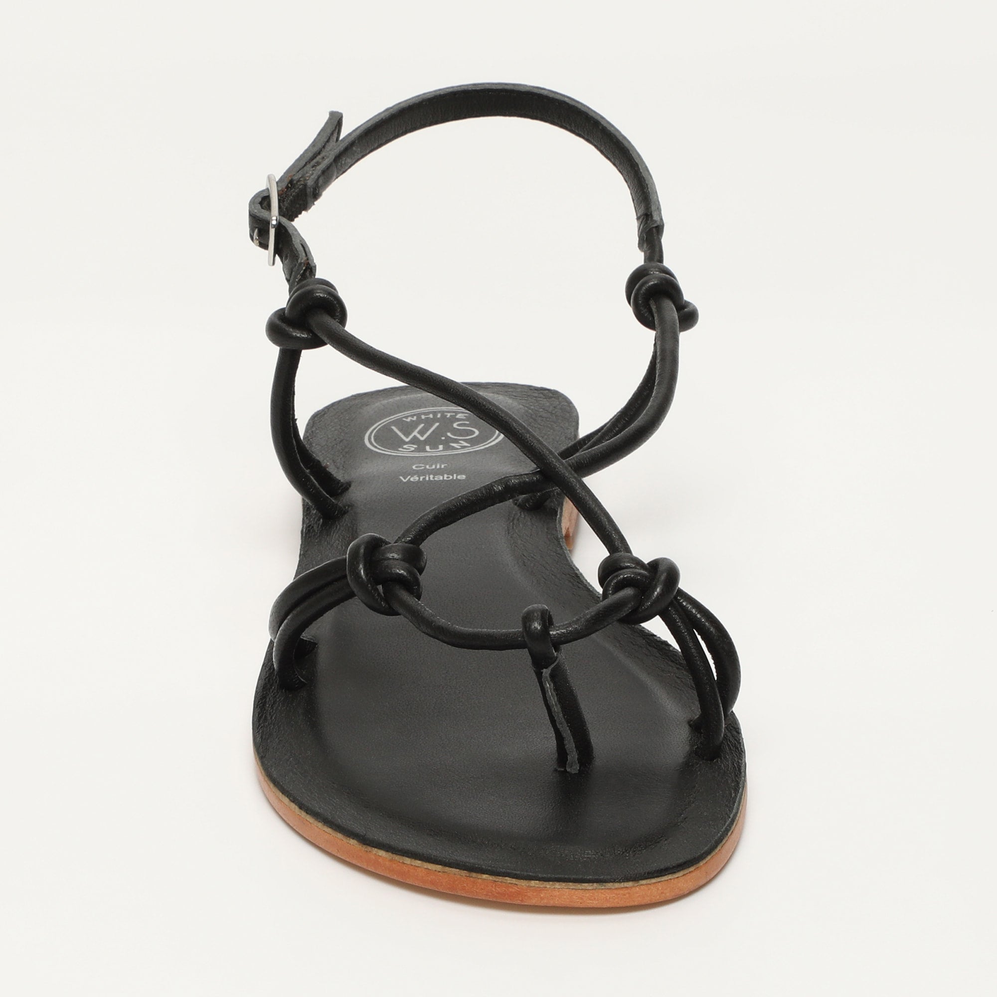 White Sun - Sandales Alimer - Sheep Nappa Black (Spaghetti) - Noir