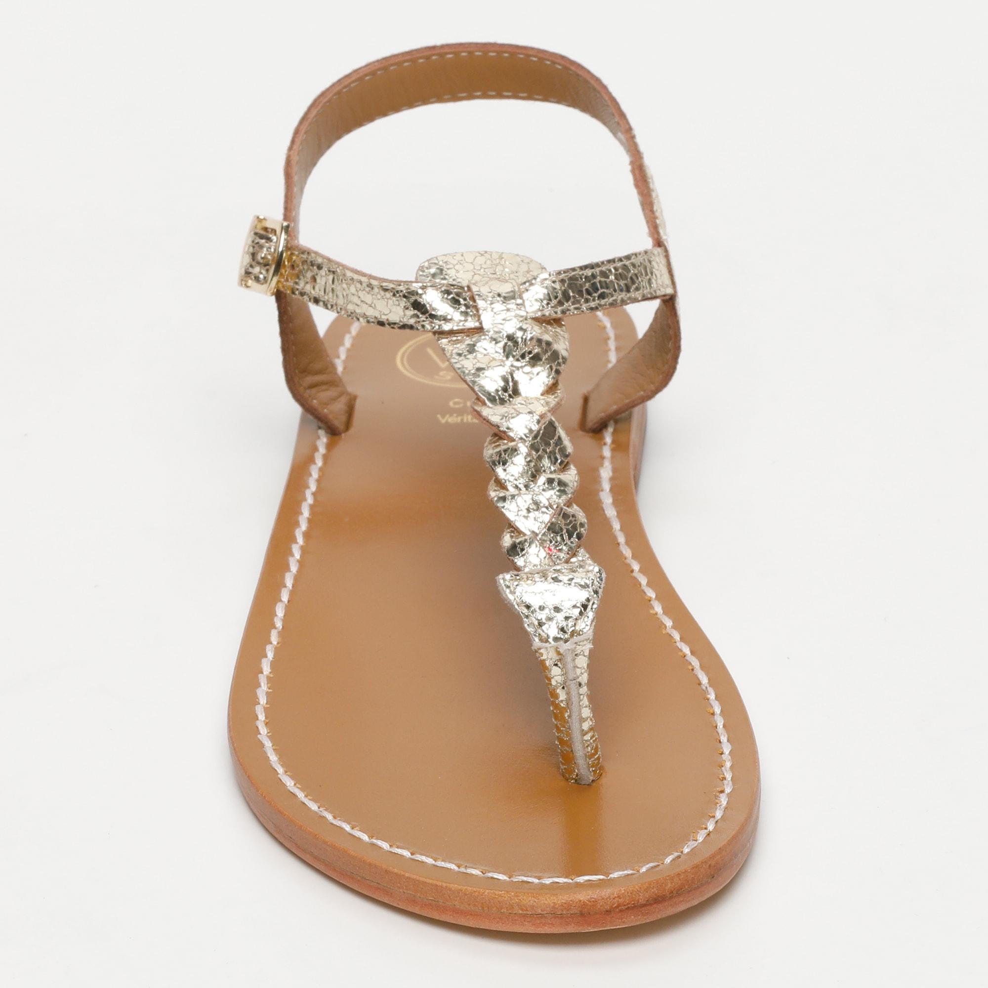 White Sun - Sandales Natal - Gold Crackle Foil Leather - Gold Crackle