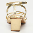 White Sun - Sandales Talon Cheyenne - Dark Gold Sheep Metallic Nappa - Dark Gold