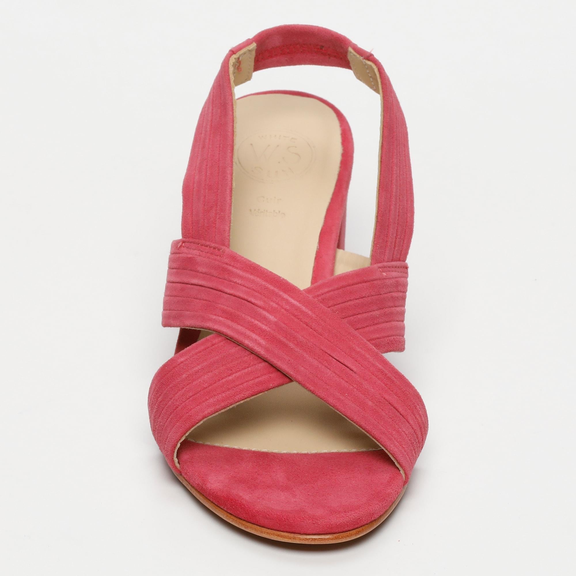 White Sun - Sandales Talon Isia - Raspberry Goat Suede - Raspberry