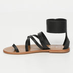 White Sun - Sandales Darika - Black Croco Print Goat - Black Croco