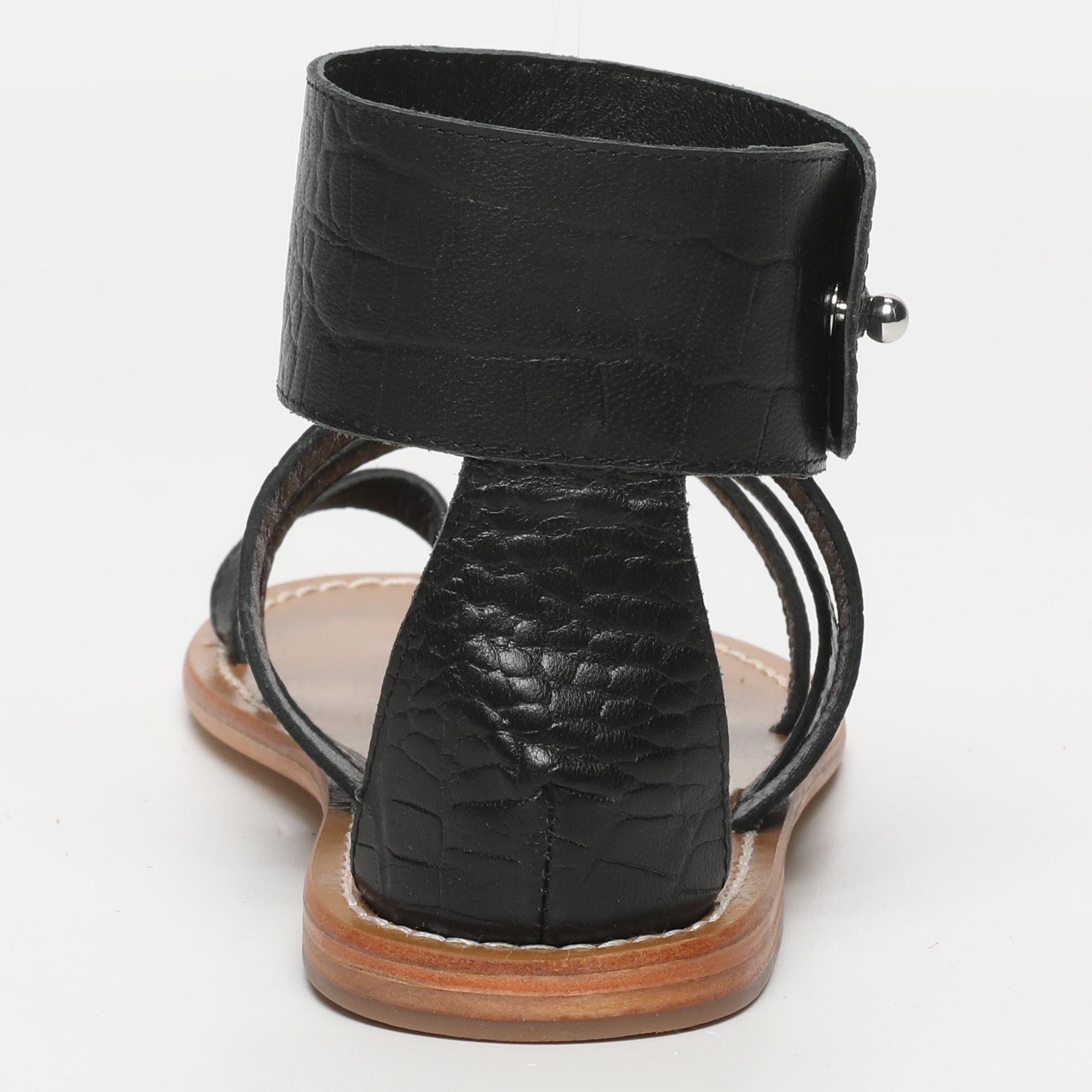 White Sun - Sandales Darika - Black Croco Print Goat - Black Croco