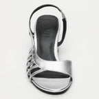 White Sun - Sandales Talon Deeksha - Silver Goat Leather - Silver