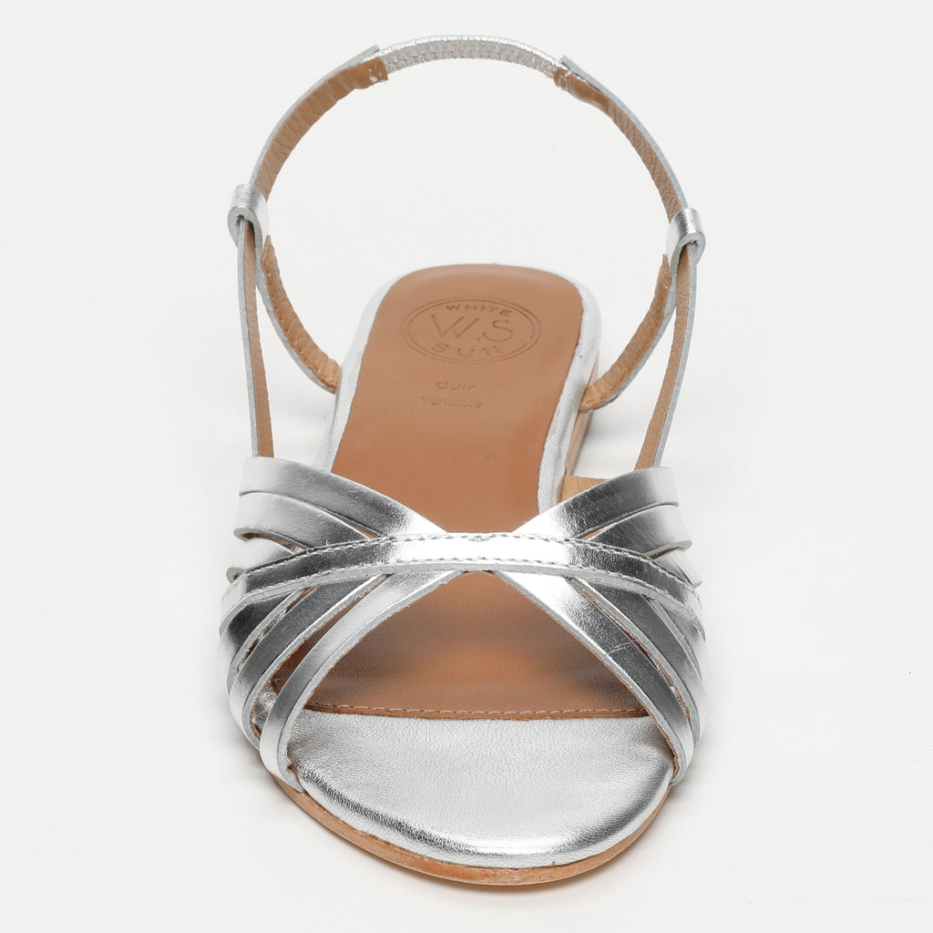 White Sun - Sandales Babitha - Silver Goat Leather - Silver