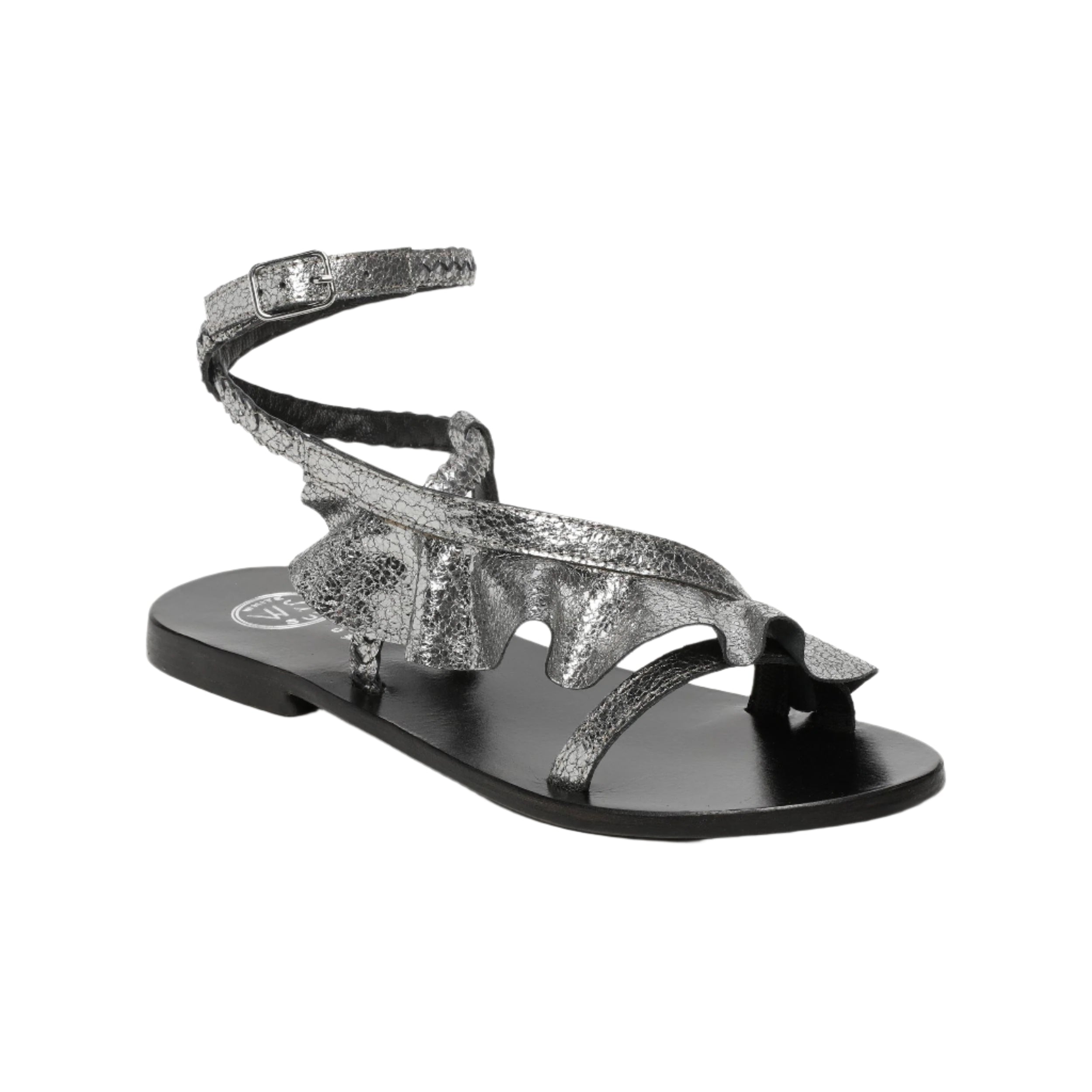 White Sun - Sandales Yonora - Pewter Crackle Foil Goat - Gris