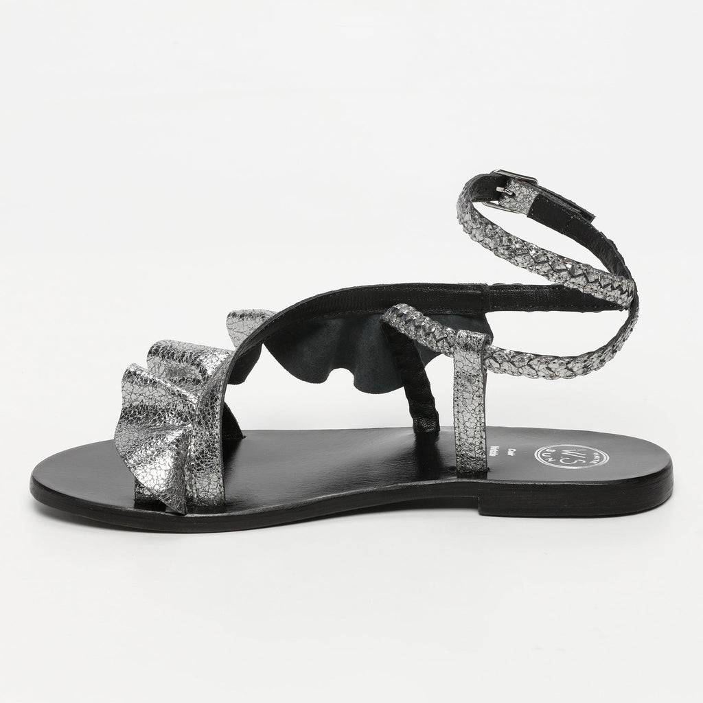 White Sun - Sandales Yonora - Pewter Crackle Foil Goat - Gris