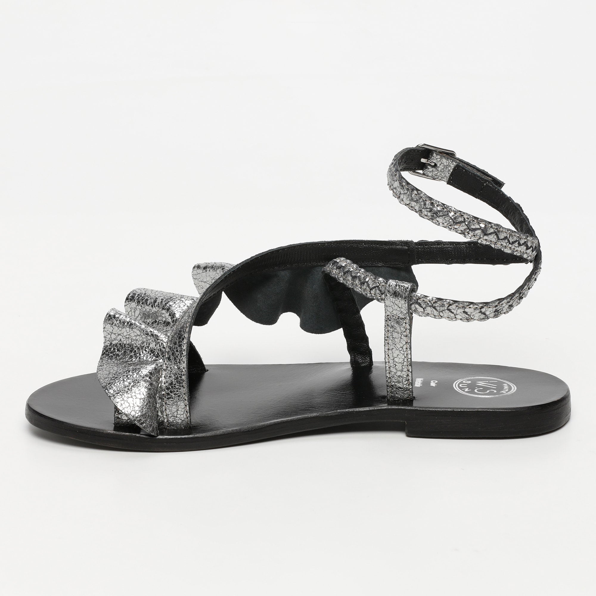 White Sun - Sandales Yonora - Pewter Crackle Foil Goat - Gris