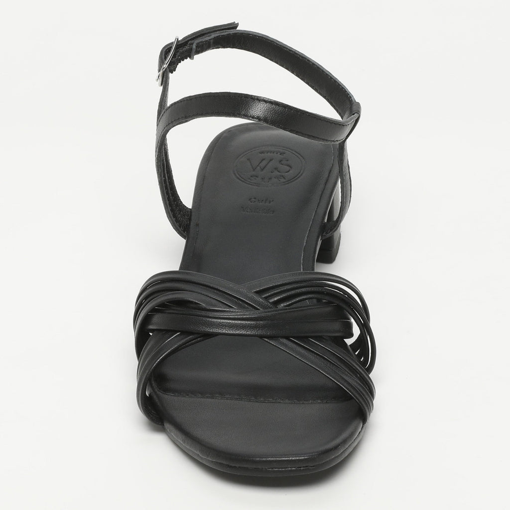 White Sun - Sandales Talon Akebi - Black Sheep Nappa - Black