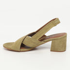 White Sun - Sandales Talon Isia - Olive Goat Suede - Olive