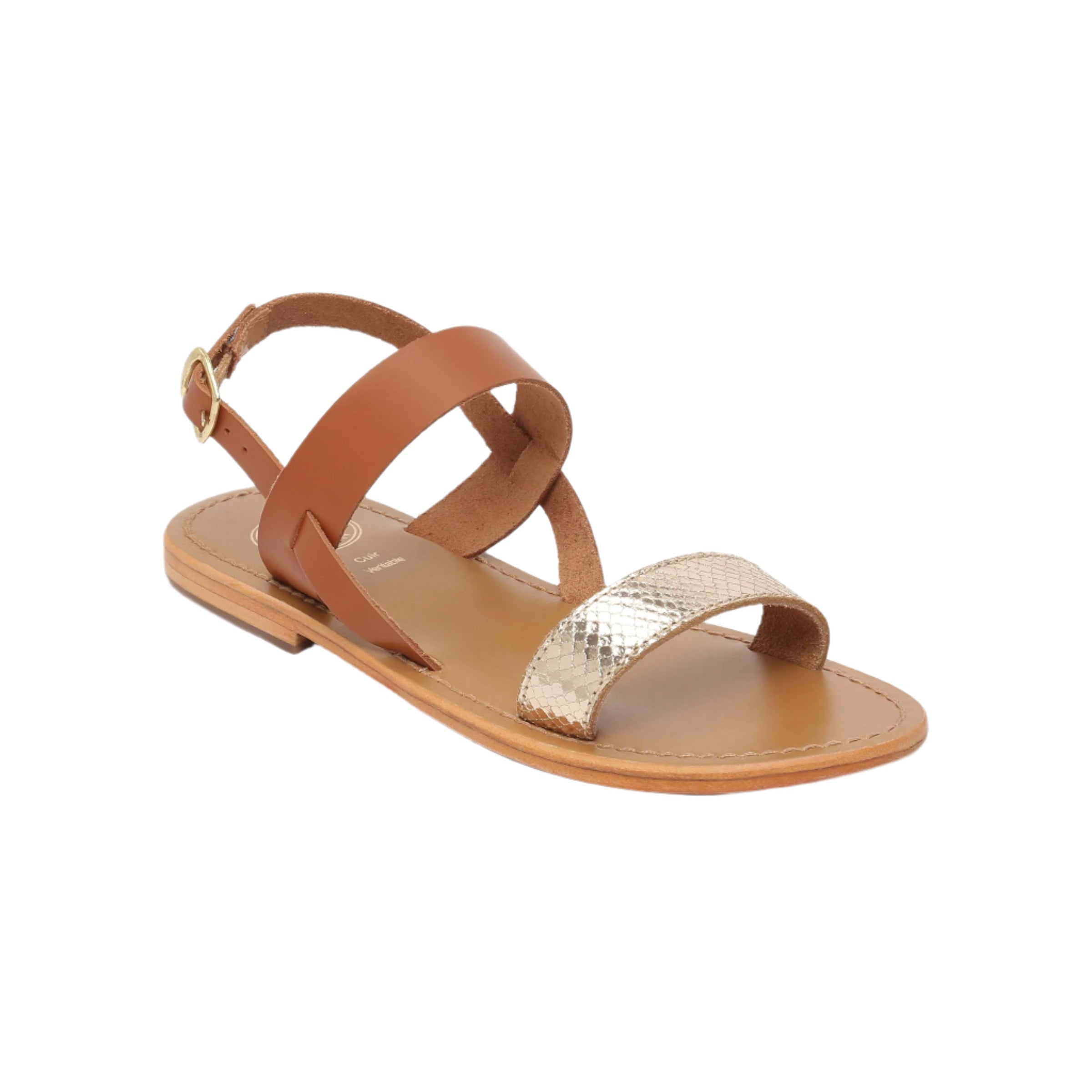 White Sun - Sandales Bursa - Gold Snake Foil - Gold+Marron