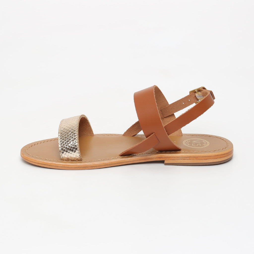White Sun - Sandales Bursa - Gold Snake Foil - Gold+Marron