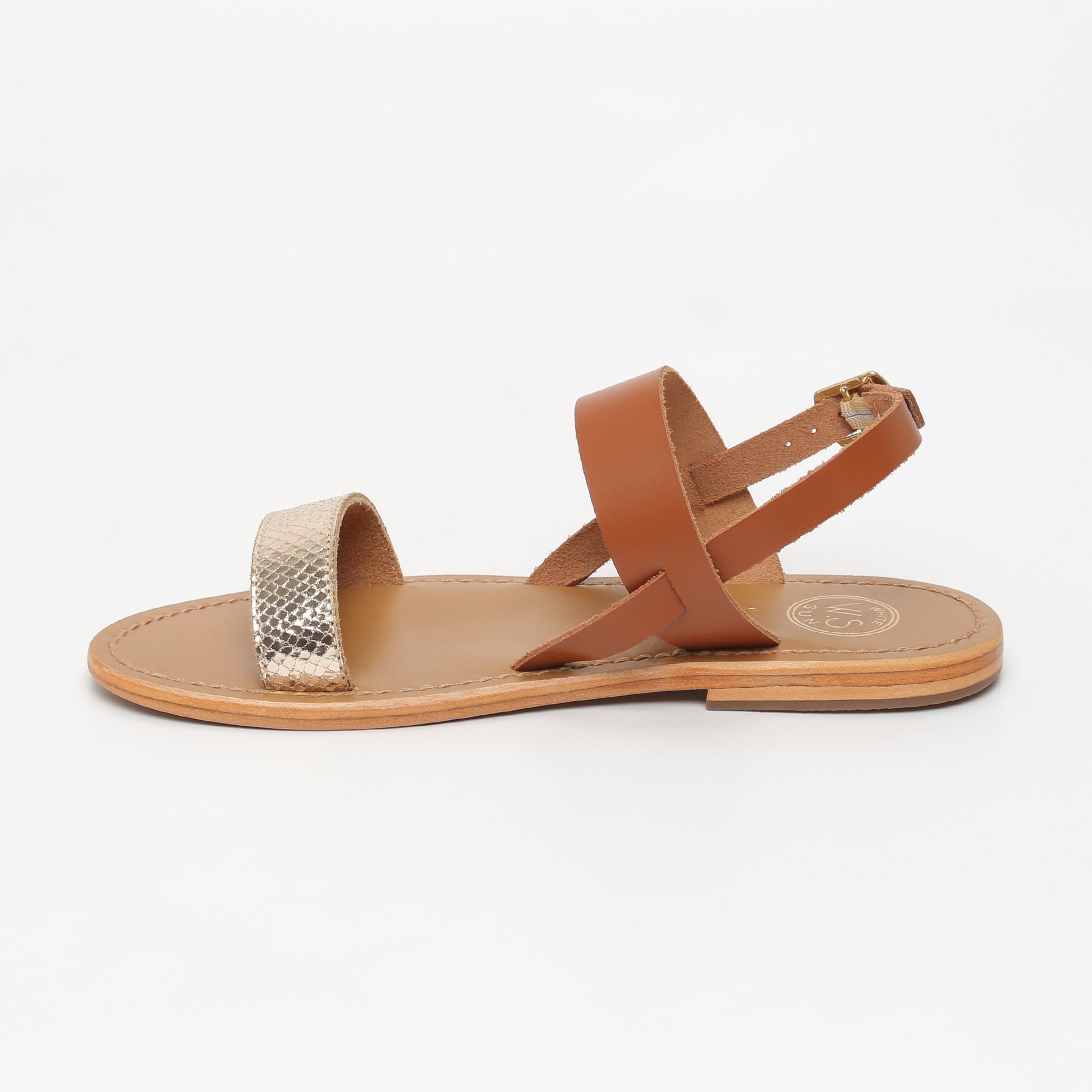 White Sun - Sandales Bursa - Gold Snake Foil - Gold+Marron