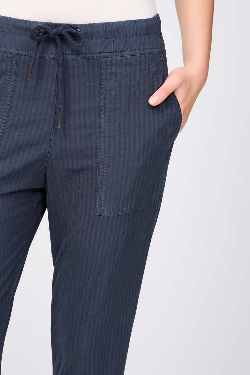 Pantalon Easy Fit Self Stripe - Bleu Pétrole - Femme