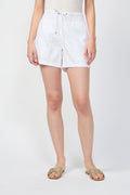 Short Rayé En Coton - Blanc - Femme