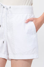 Short Rayé En Coton - Blanc - Femme