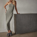 Robe De Cocktail Croisée Dans Le Dos - Béton - Femme