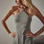 Robe De Cocktail Croisée Dans Le Dos - Béton - Femme