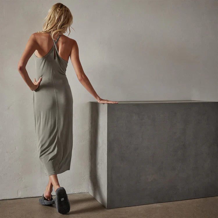 Robe De Cocktail Croisée Dans Le Dos - Béton - Femme