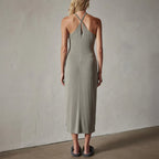 Robe De Cocktail Croisée Dans Le Dos - Béton - Femme