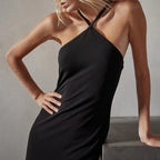 Robe De Cocktail Croisée Dans Le Dos - Noir - Femme
