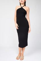 Robe De Cocktail Croisée Dans Le Dos - Noir - Femme
