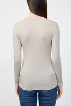 Pull Col V En Cachemire Tencel - Minéral - Femme
