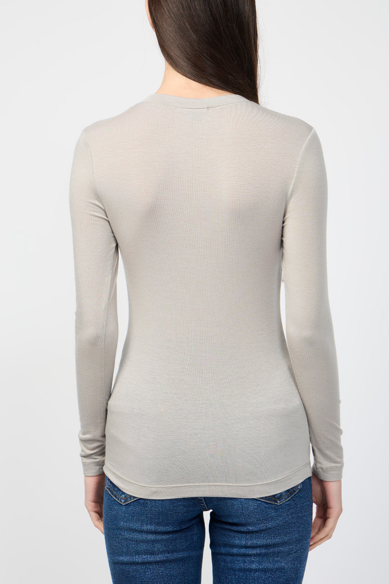 Pull Col V En Cachemire Tencel - Minéral - Femme