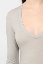 Pull Col V En Cachemire Tencel - Minéral - Femme