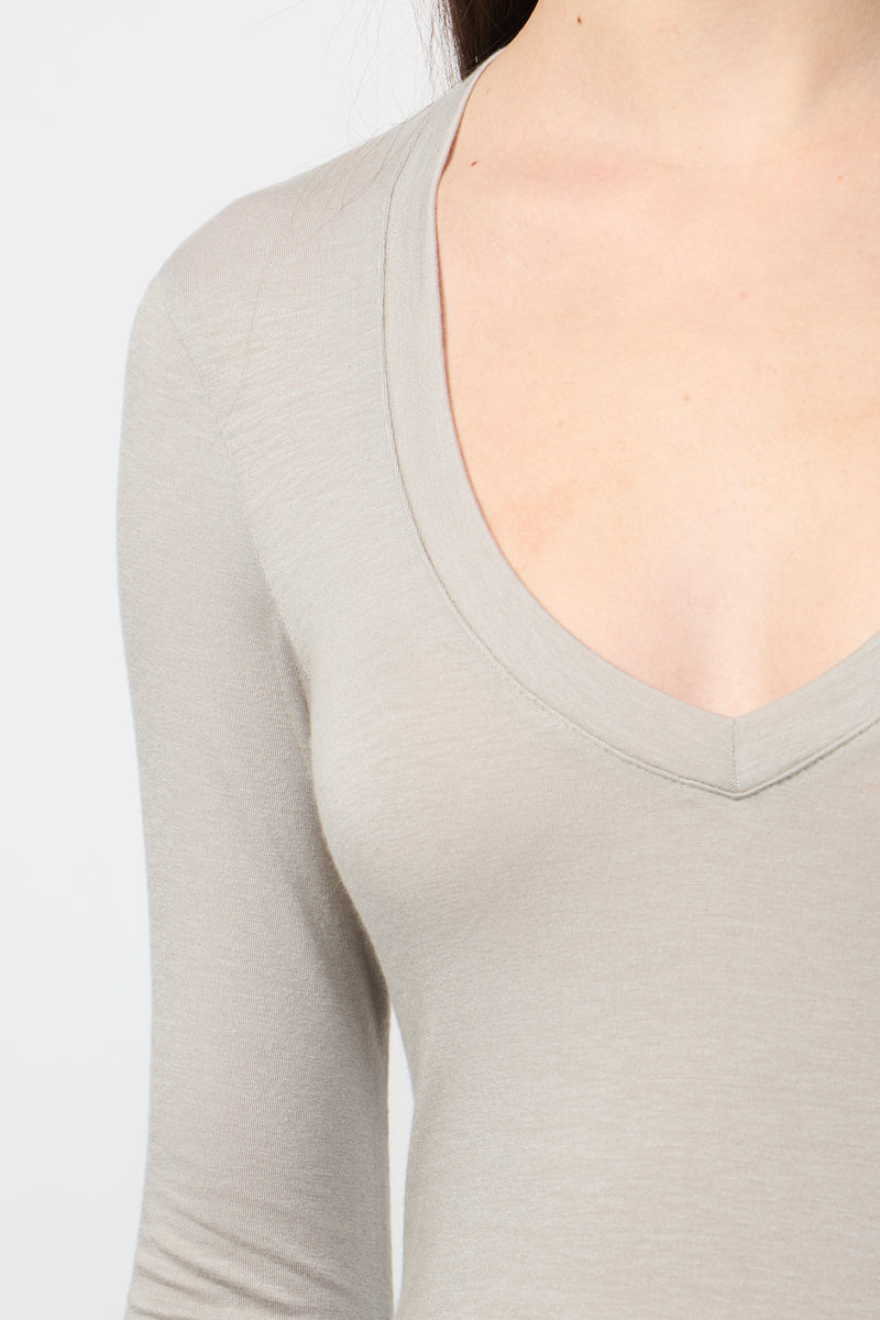 Pull Col V En Cachemire Tencel - Minéral - Femme