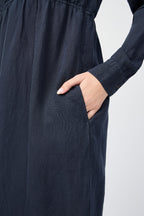 Robe Empire À Coutures Apparentes - Bleu Pétrole - Femme
