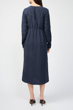 Robe Empire À Coutures Apparentes - Bleu Pétrole - Femme