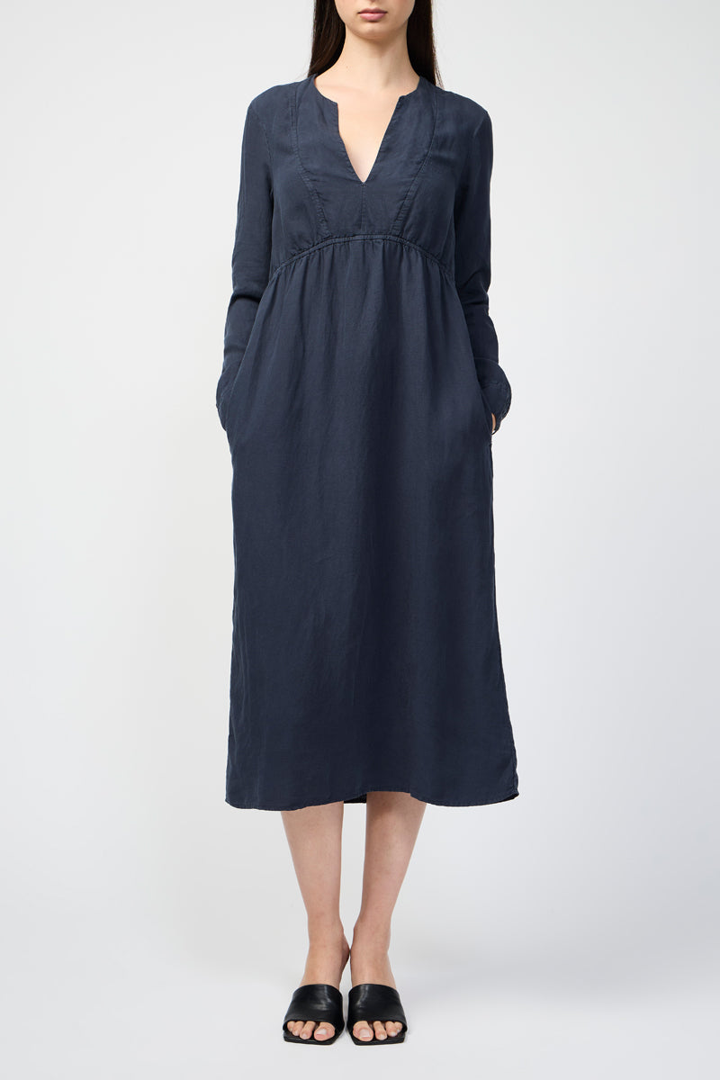 Robe Empire À Coutures Apparentes - Bleu Pétrole - Femme