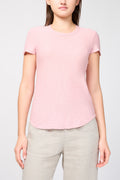 T-Shirt Ras Du Cou Transparent Flammé - Rose Antique - Femme