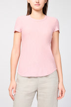 T-Shirt Ras Du Cou Transparent Flammé - Rose Antique - Femme