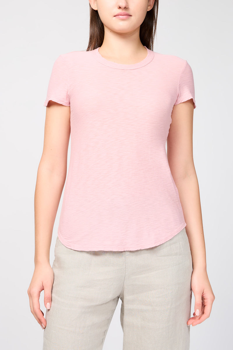 T-Shirt Ras Du Cou Transparent Flammé - Rose Antique - Femme