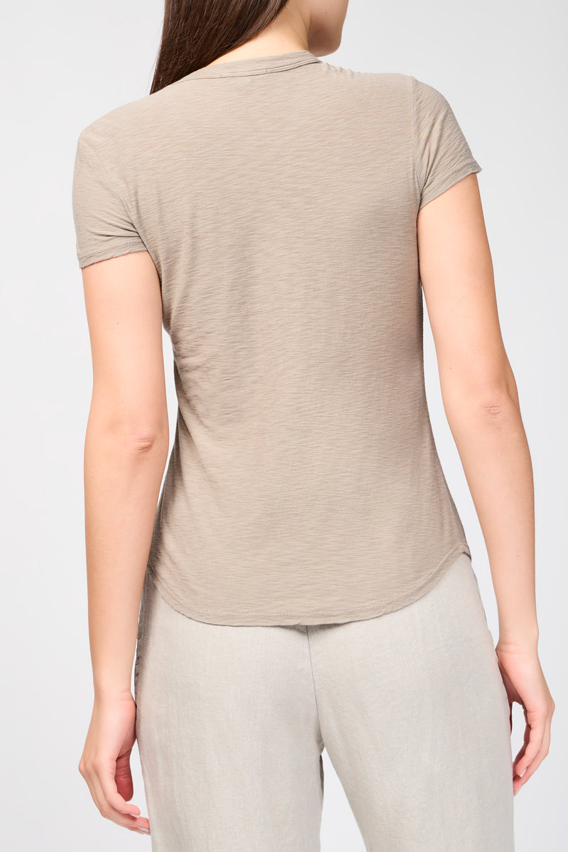T-Shirt Col Rond Transparent Flammé - Fume - Femme